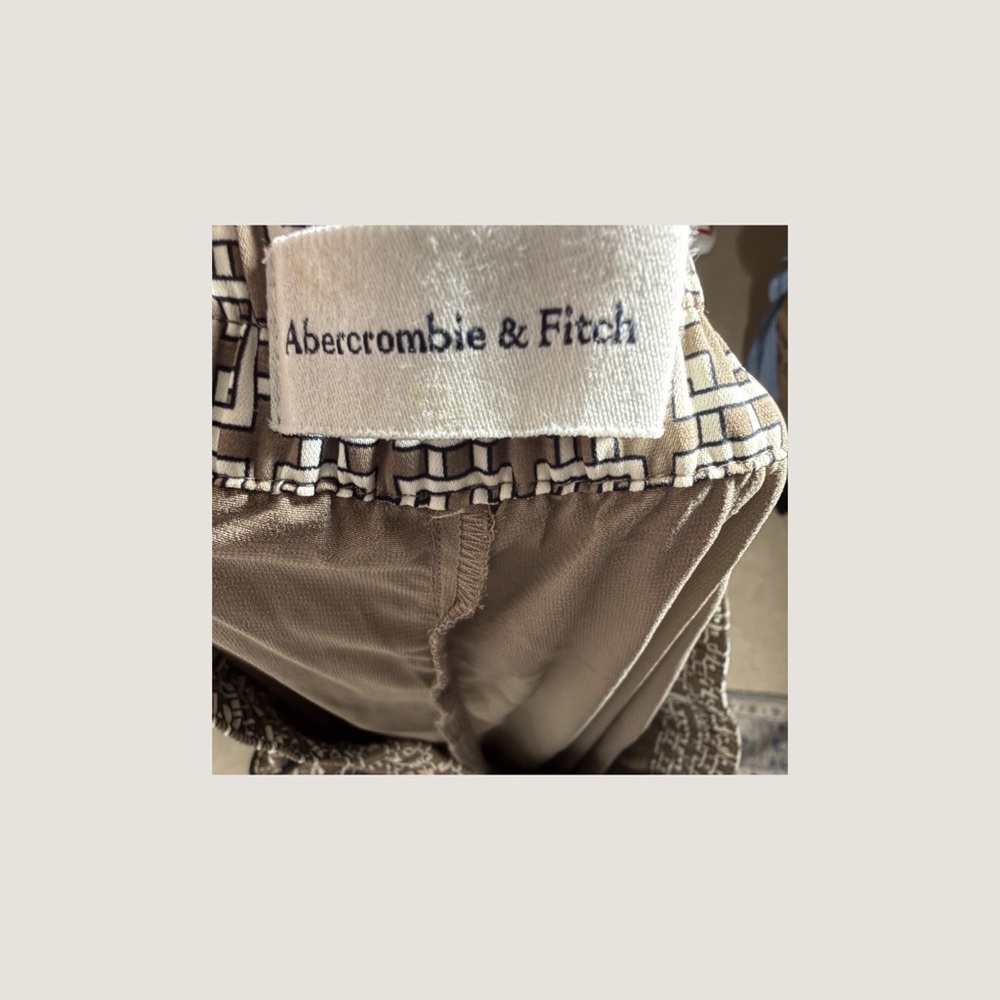 Abercrombie Fitch Drapey Pull On Wide Leg Pants S Geo Print Contrast Hem - Picture 3 of 5